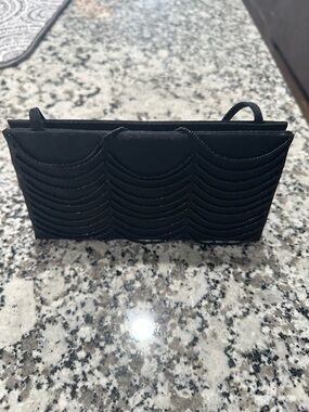 Victoria's Secret Black Quilted Wave Clutch